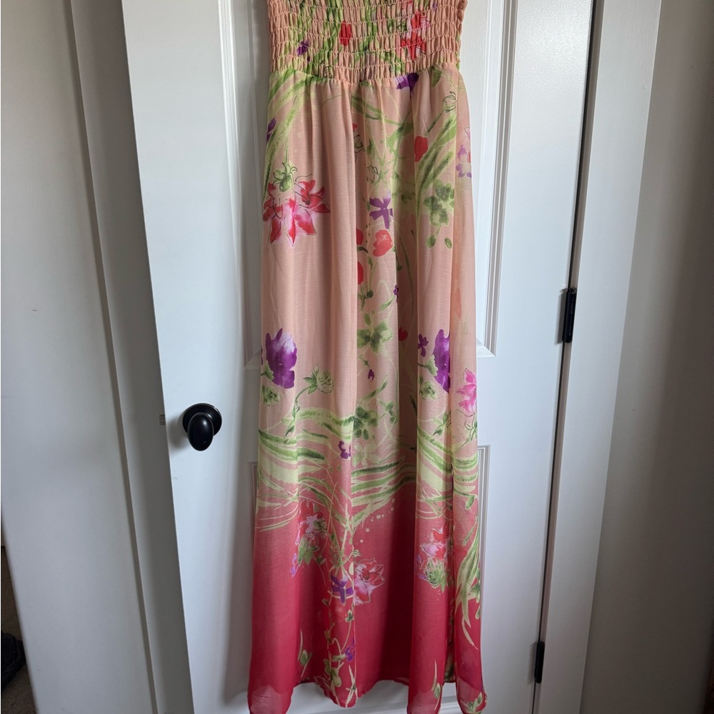 Old Navy Floral Maxi Dress in Pink and Green
